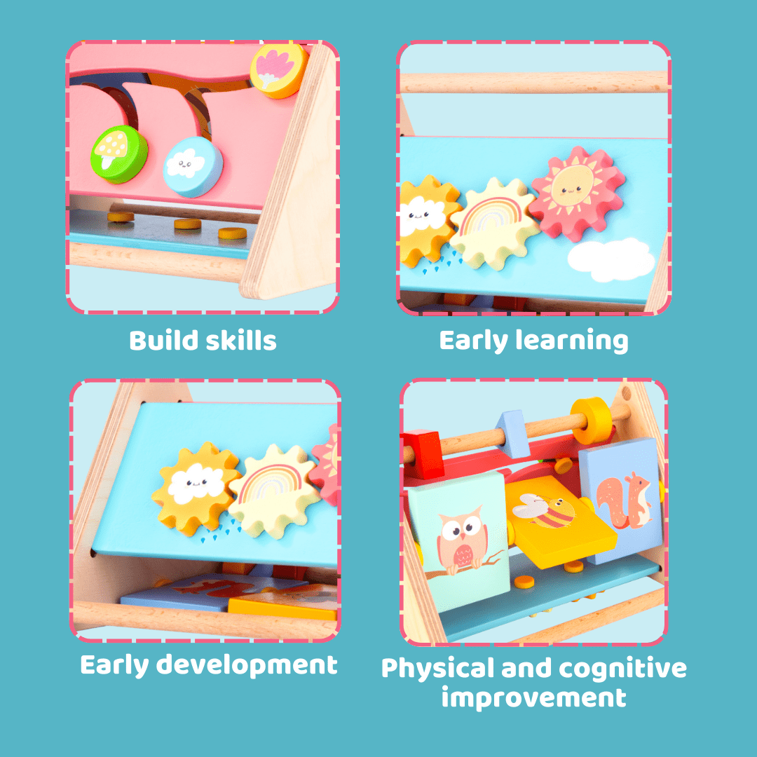 Cots and Cuddles Wooden Little Learner Activity Triangle for Kids Age1+ - CNC Wooden Activity Triangle