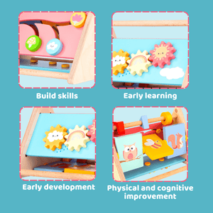 Cots and Cuddles Wooden Little Learner Activity Triangle for Kids Age1+ - CNC Wooden Activity Triangle