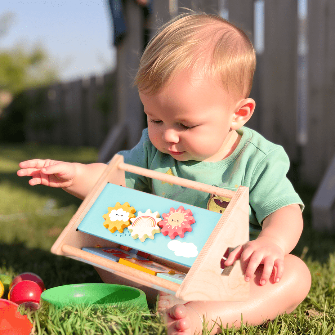 Cots and Cuddles Wooden Little Learner Activity Triangle for Kids Age1+ - CNC Wooden Activity Triangle