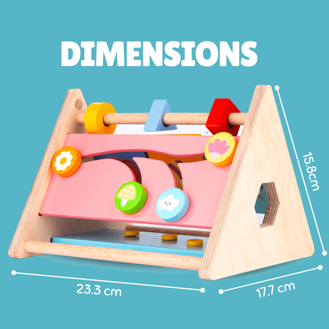 Cots and Cuddles Wooden Little Learner Activity Triangle for Kids Age1+ - CNC Wooden Activity Triangle