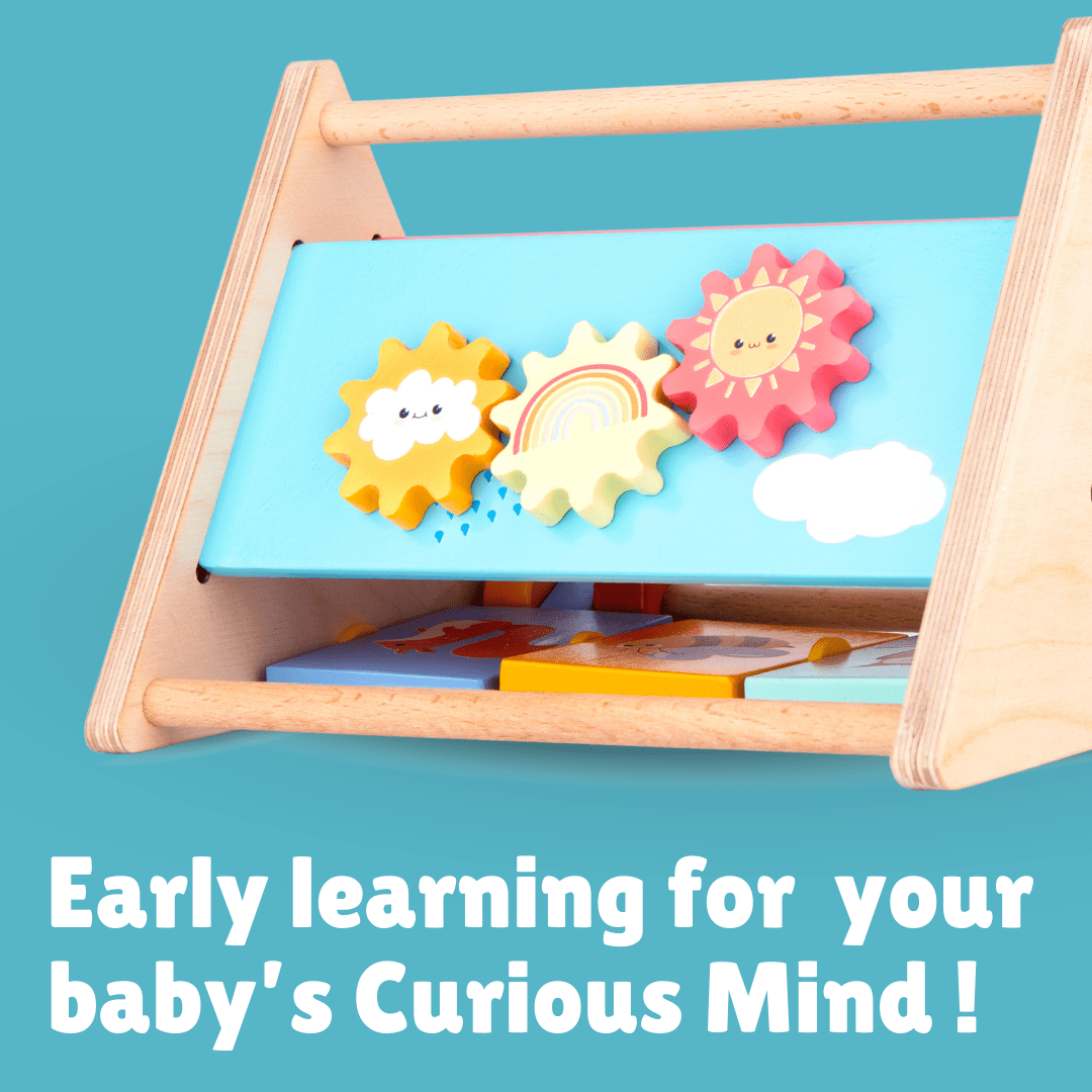 Cots and Cuddles Wooden Little Learner Activity Triangle for Kids Age1+ - CNC Wooden Activity Triangle
