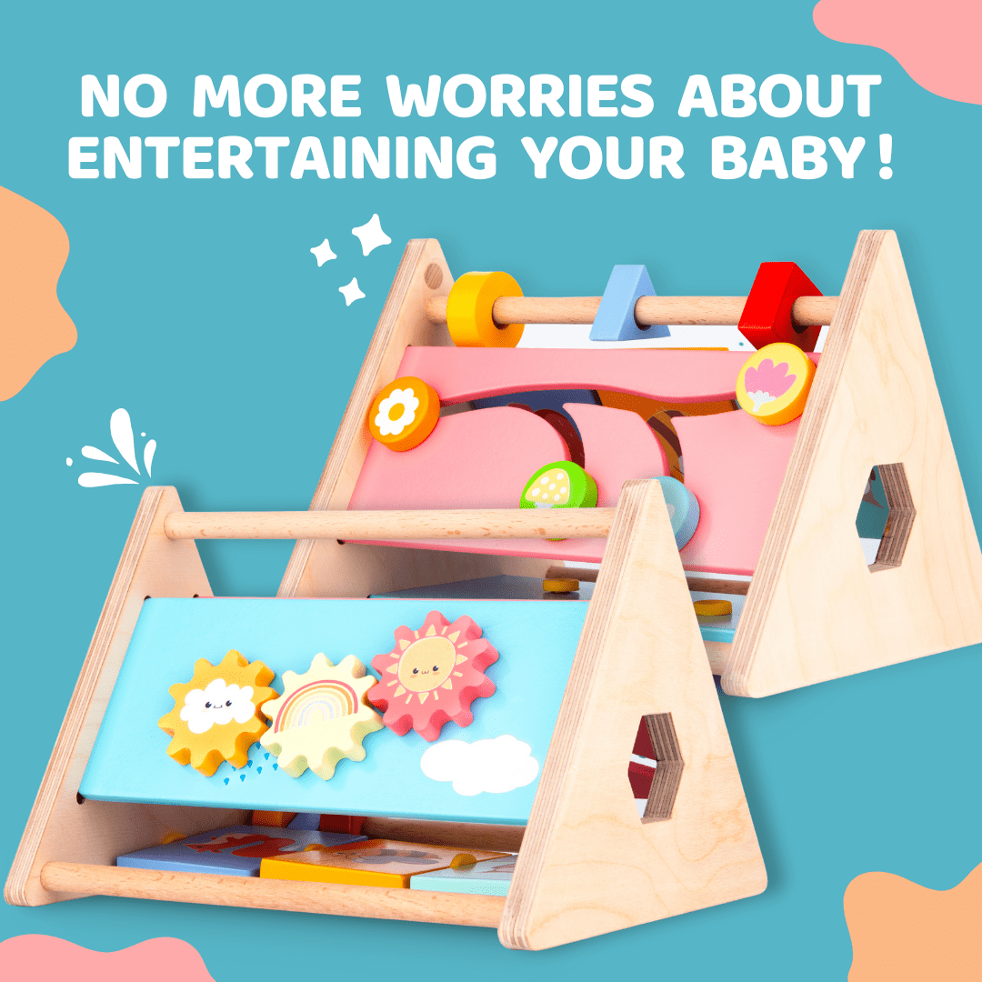 Cots and Cuddles Wooden Little Learner Activity Triangle for Kids Age1+ - CNC Wooden Activity Triangle