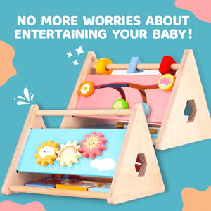 Cots and Cuddles Wooden Little Learner Activity Triangle for Kids Age1+ - CNC Wooden Activity Triangle