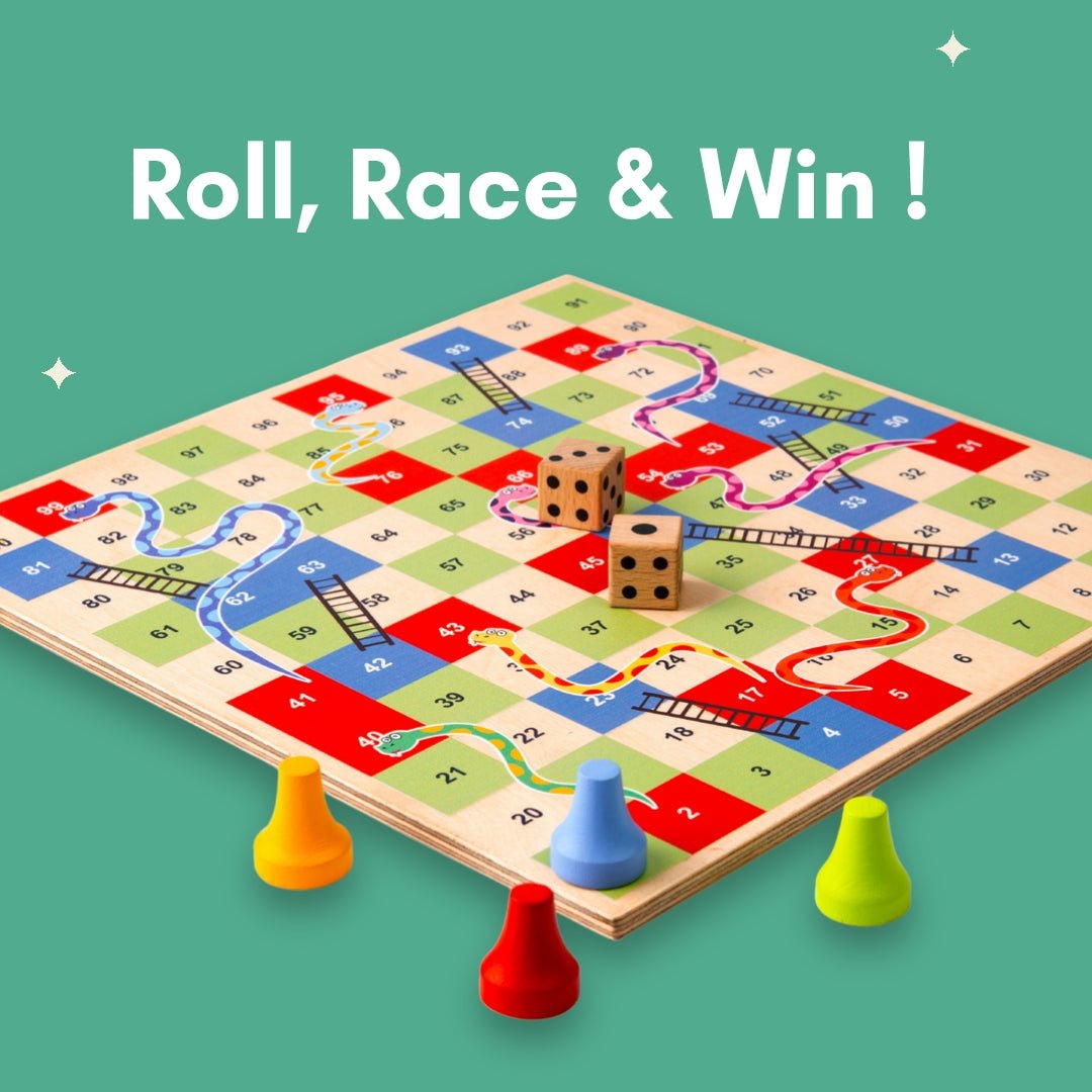 Cots and Cuddles Wooden Ludo and Snake & Ladder for kids - CNCWoodenLudoandSnake&Ladder