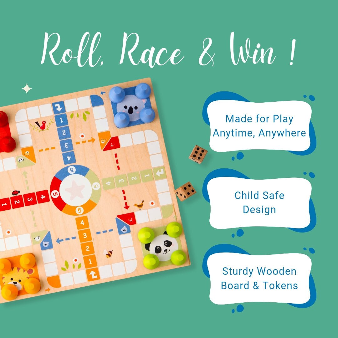 Cots and Cuddles Wooden Ludo and Snake & Ladder for kids - CNCWoodenLudoandSnake&Ladder
