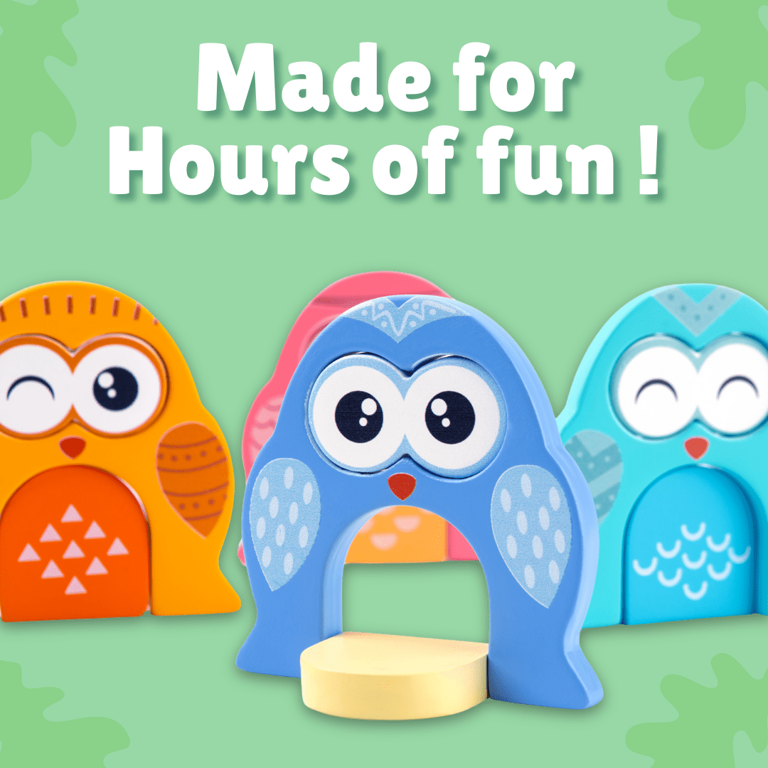 Cots and Cuddles Wooden Owl Face - Changing Puzzle with Match Cards - CNC Wooden Owl Face Puzzle