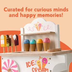 Cots and Cuddles Wooden Pretend Play Ice Cream Cart - CNC Wooden Dessert Shop Small