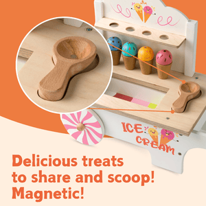 Cots and Cuddles Wooden Pretend Play Ice Cream Cart - CNC Wooden Dessert Shop Small