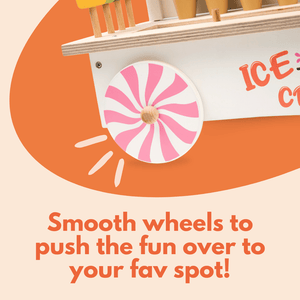 Cots and Cuddles Wooden Pretend Play Ice Cream Cart - CNC Wooden Dessert Shop Small
