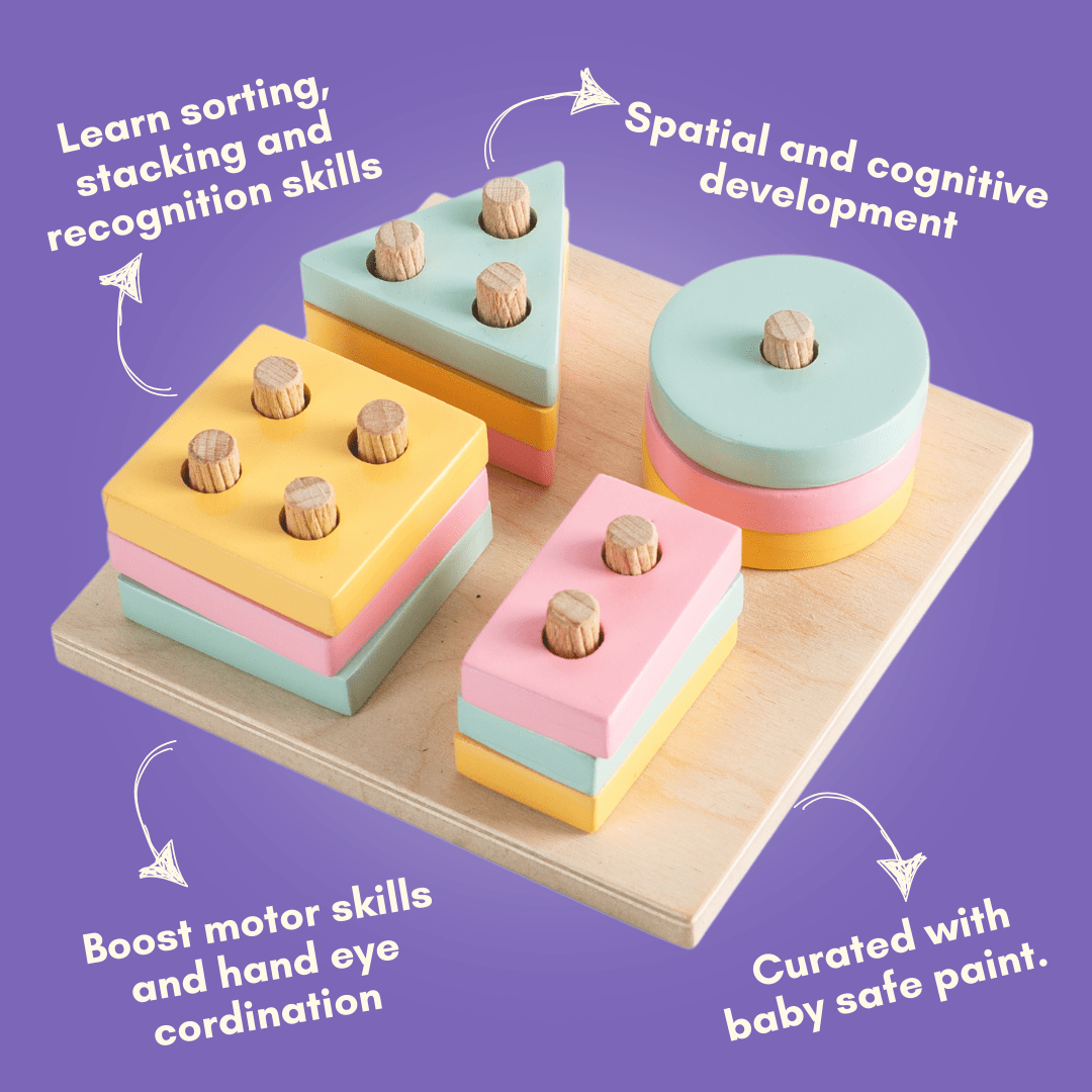 Cots and Cuddles Wooden Shape Sorter for Kids - CNC Wooden Shape Sorter