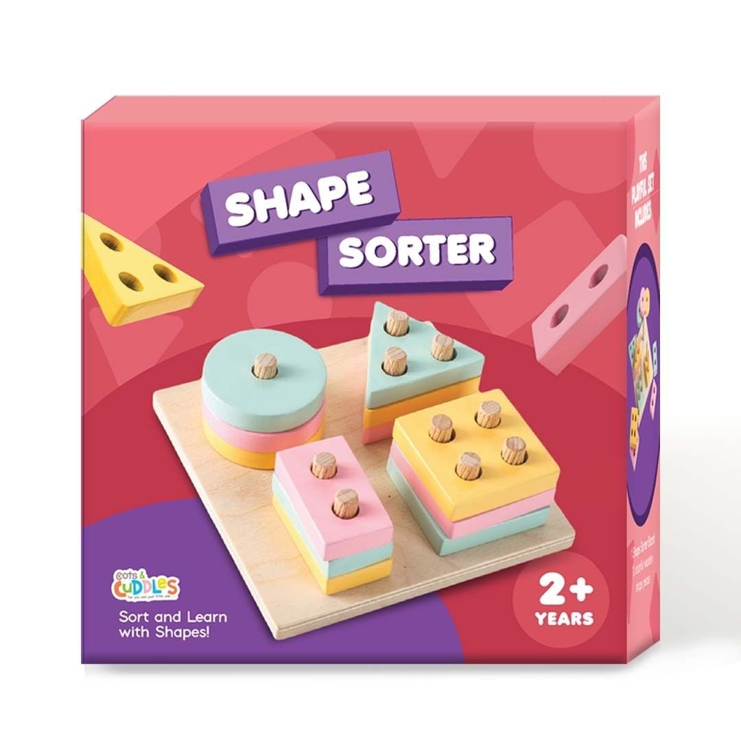 Cots and Cuddles Wooden Shape Sorter for Kids - CNC Wooden Shape Sorter