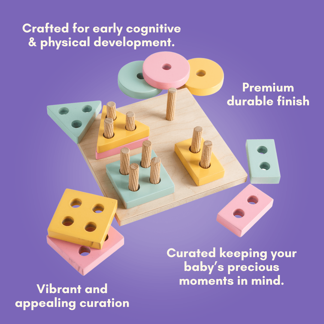 Cots and Cuddles Wooden Shape Sorter for Kids - CNC Wooden Shape Sorter