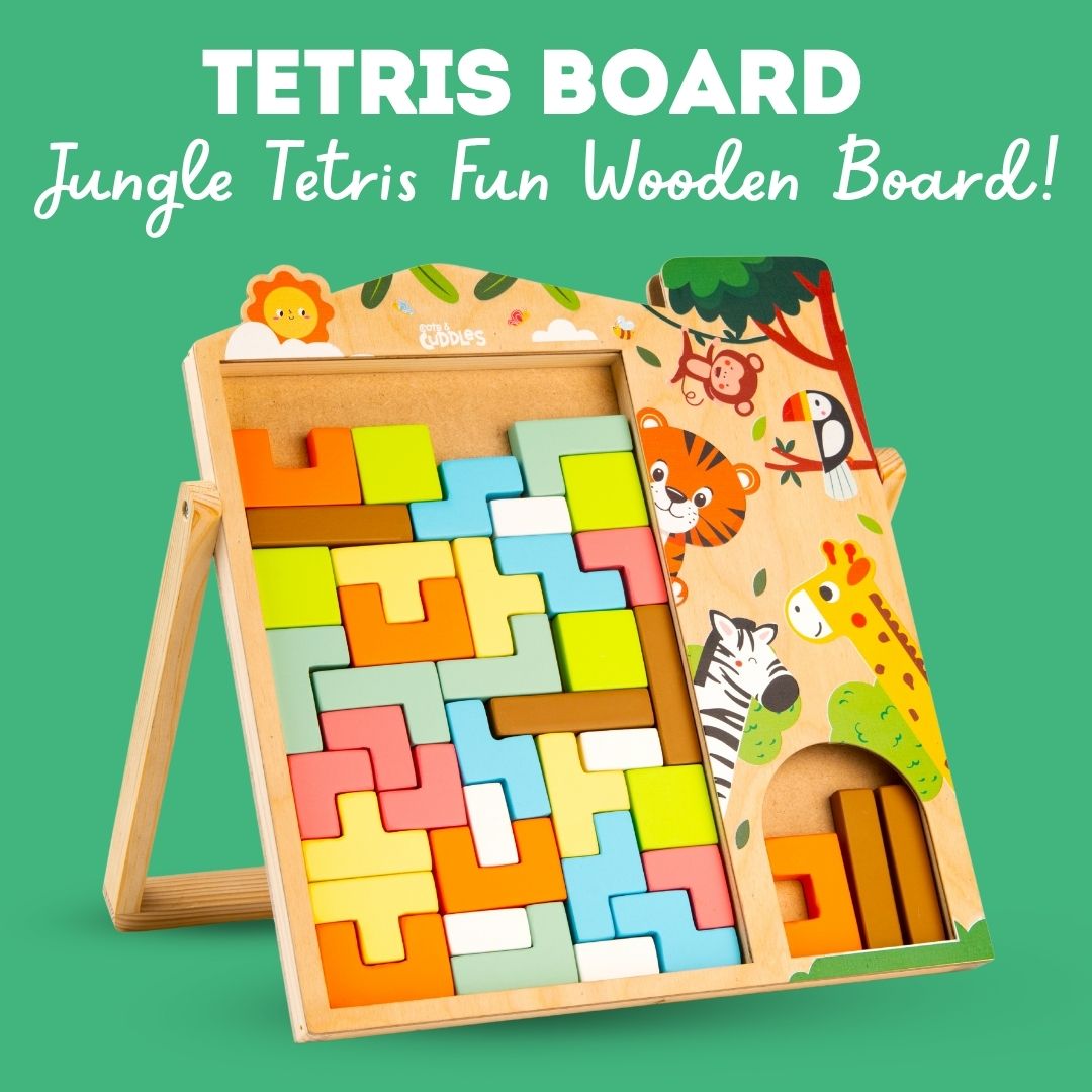 Cots and Cuddles Wooden Tetris Blocks Board Game for Kids - CNCWoodenTetris