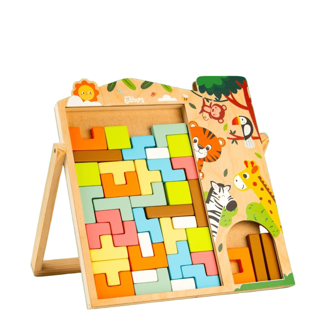 Cots and Cuddles Wooden Tetris Blocks Board Game for Kids - CNCWoodenTetris