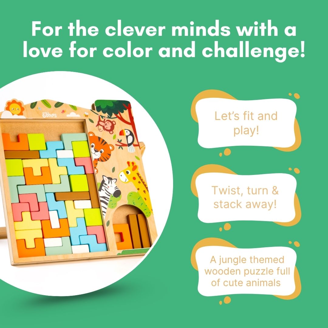 Cots and Cuddles Wooden Tetris Blocks Board Game for Kids - CNCWoodenTetris