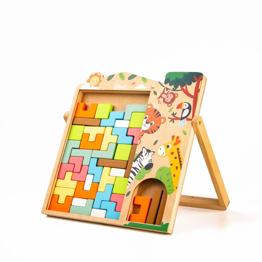 Cots and Cuddles Wooden Tetris Blocks Board Game for Kids - CNCWoodenTetris