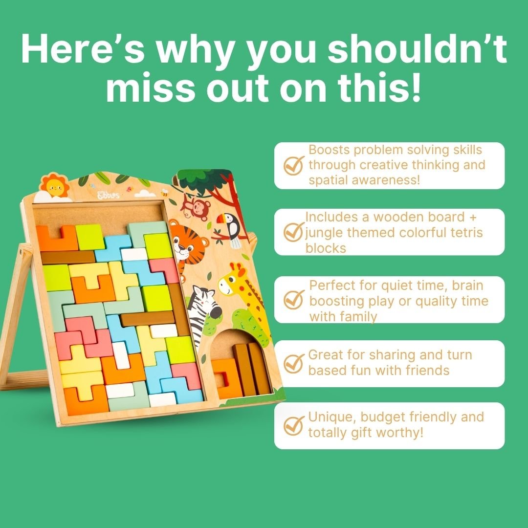 Cots and Cuddles Wooden Tetris Blocks Board Game for Kids - CNCWoodenTetris