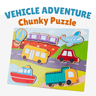 Cots and Cuddles Wooden Vehicle Shapes Chunky Match Puzzle - CNC Wooden Chunky Puzzle Vehicle