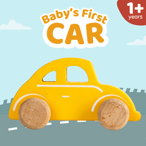Cots and Cuddles Wooden Yellow Car Toy for Kids - CNCWoodenYellowCar