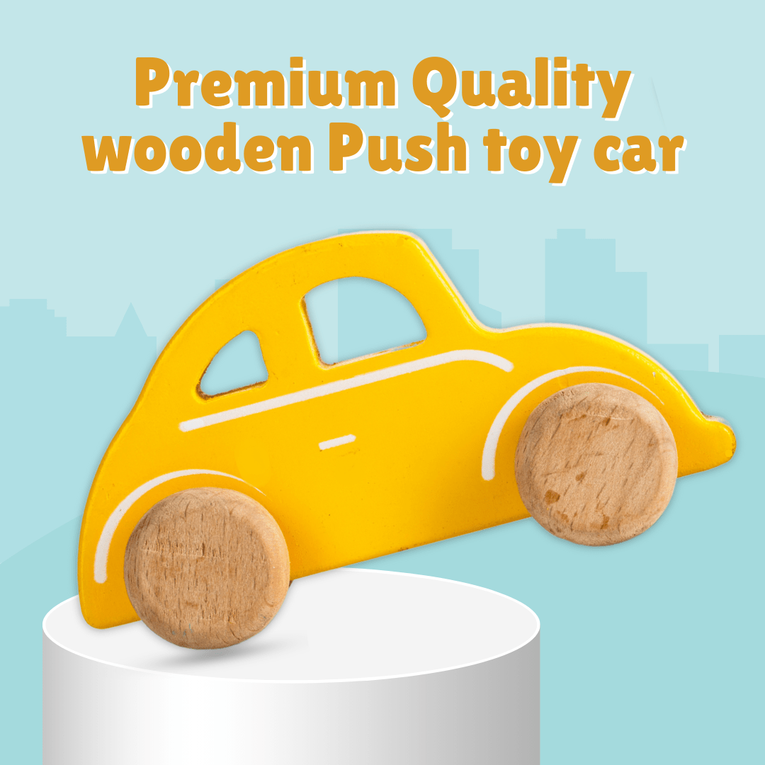 Cots and Cuddles Wooden Yellow Car Toy for Kids - CNCWoodenYellowCar