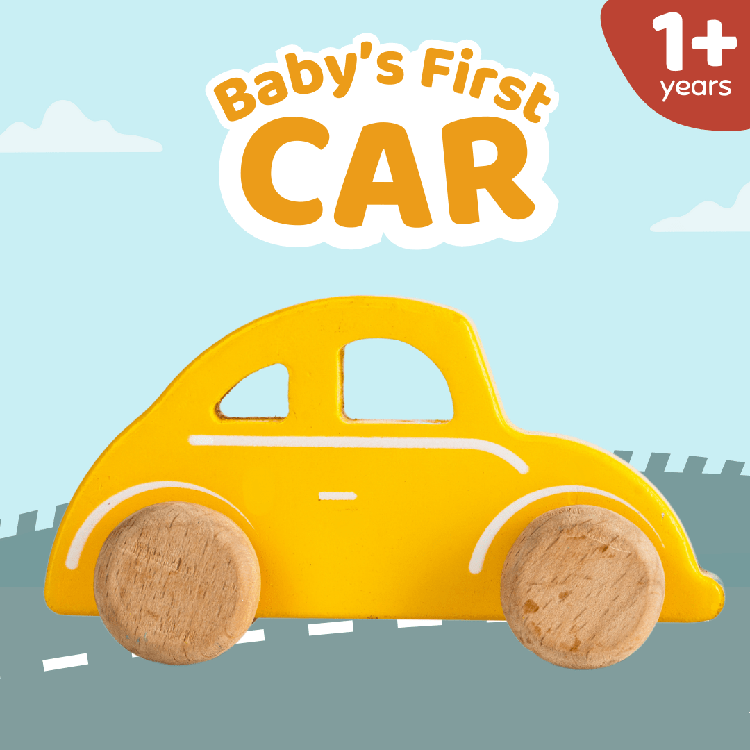 Cots and Cuddles Wooden Yellow Car Toy for Kids - CNCWoodenYellowCar