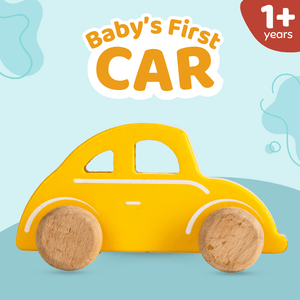 Cots and Cuddles Wooden Yellow Car Toy for Kids - CNCWoodenYellowCar