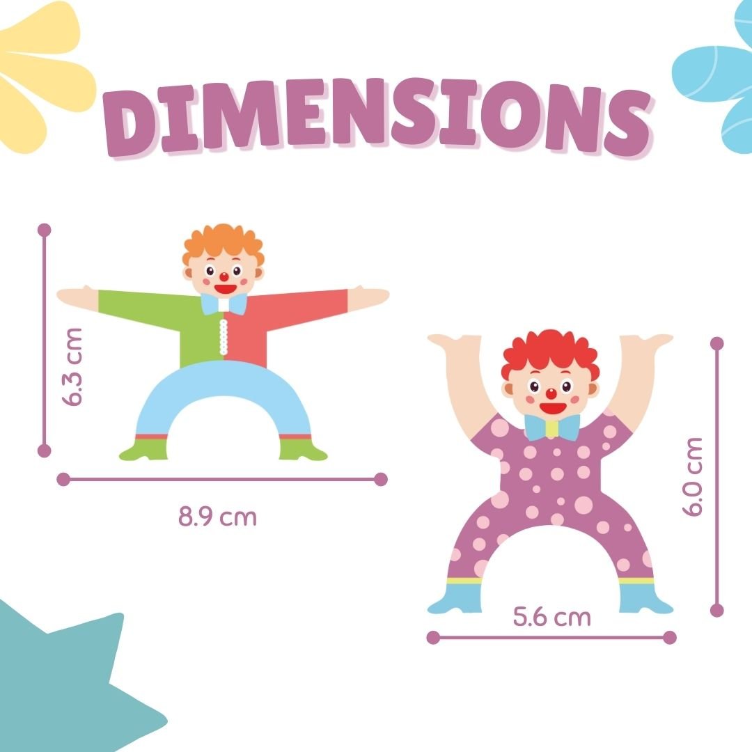Cots & Cuddles 16pc Wooden Clown Balance Toy for Kids - CNCWoodenClownBalance