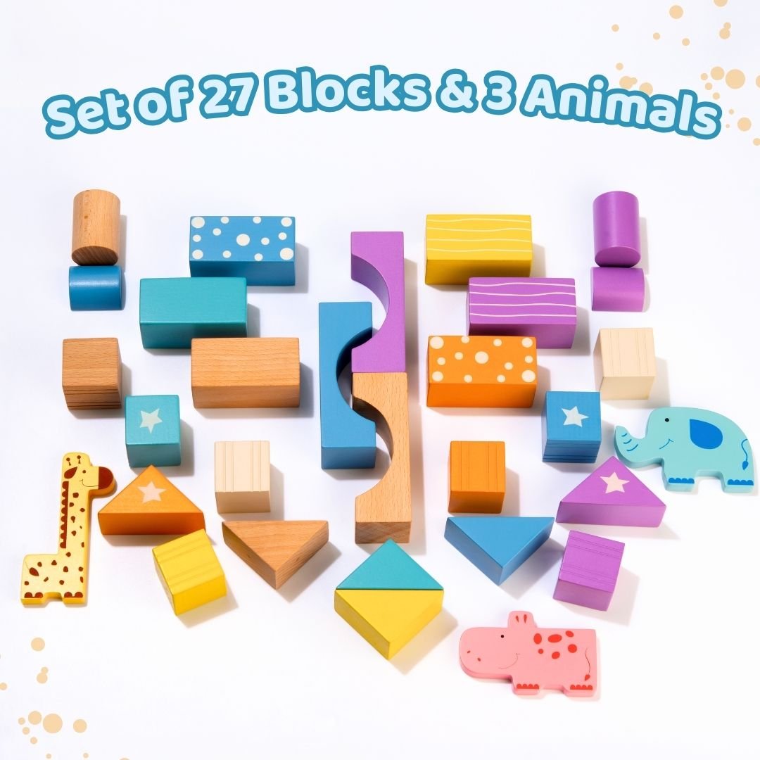 Cots & Cuddles 30pcs Wooden Building Blocks for Kids - CNCWooden30pcBuildingBlocks