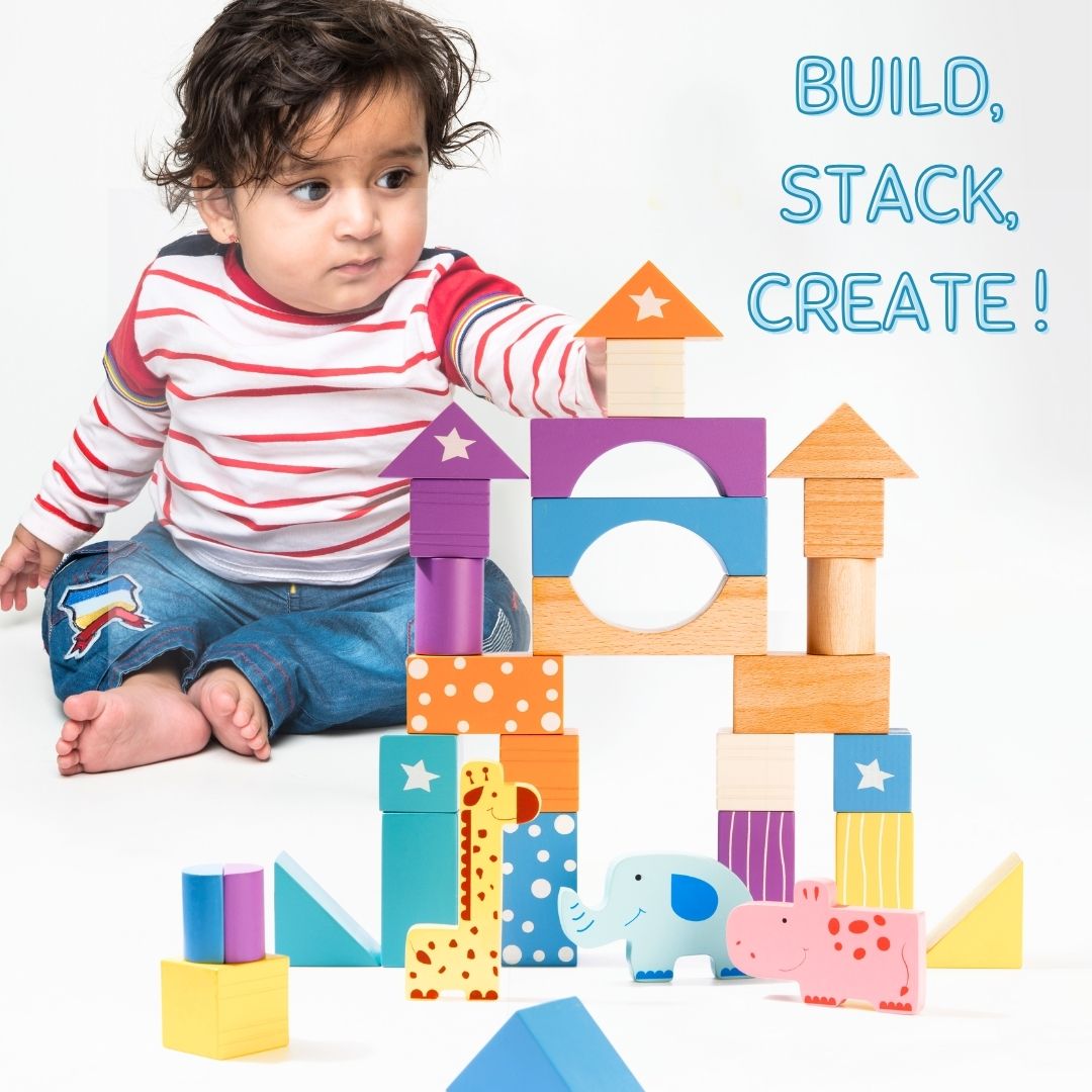 Cots & Cuddles 30pcs Wooden Building Blocks for Kids - CNCWooden30pcBuildingBlocks