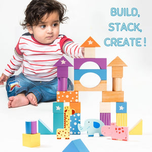 Cots & Cuddles 30pcs Wooden Building Blocks for Kids - CNCWooden30pcBuildingBlocks