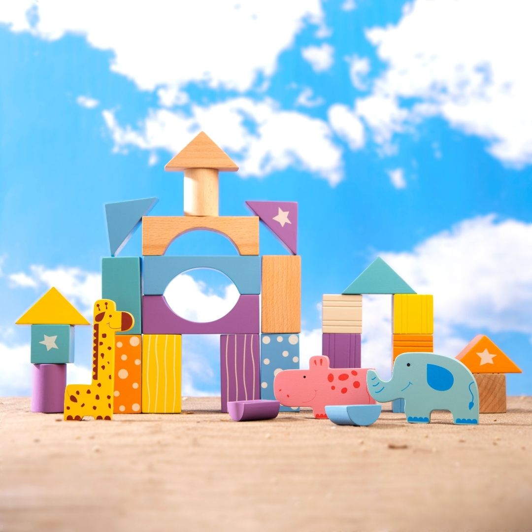 Cots & Cuddles 30pcs Wooden Building Blocks for Kids - CNCWooden30pcBuildingBlocks