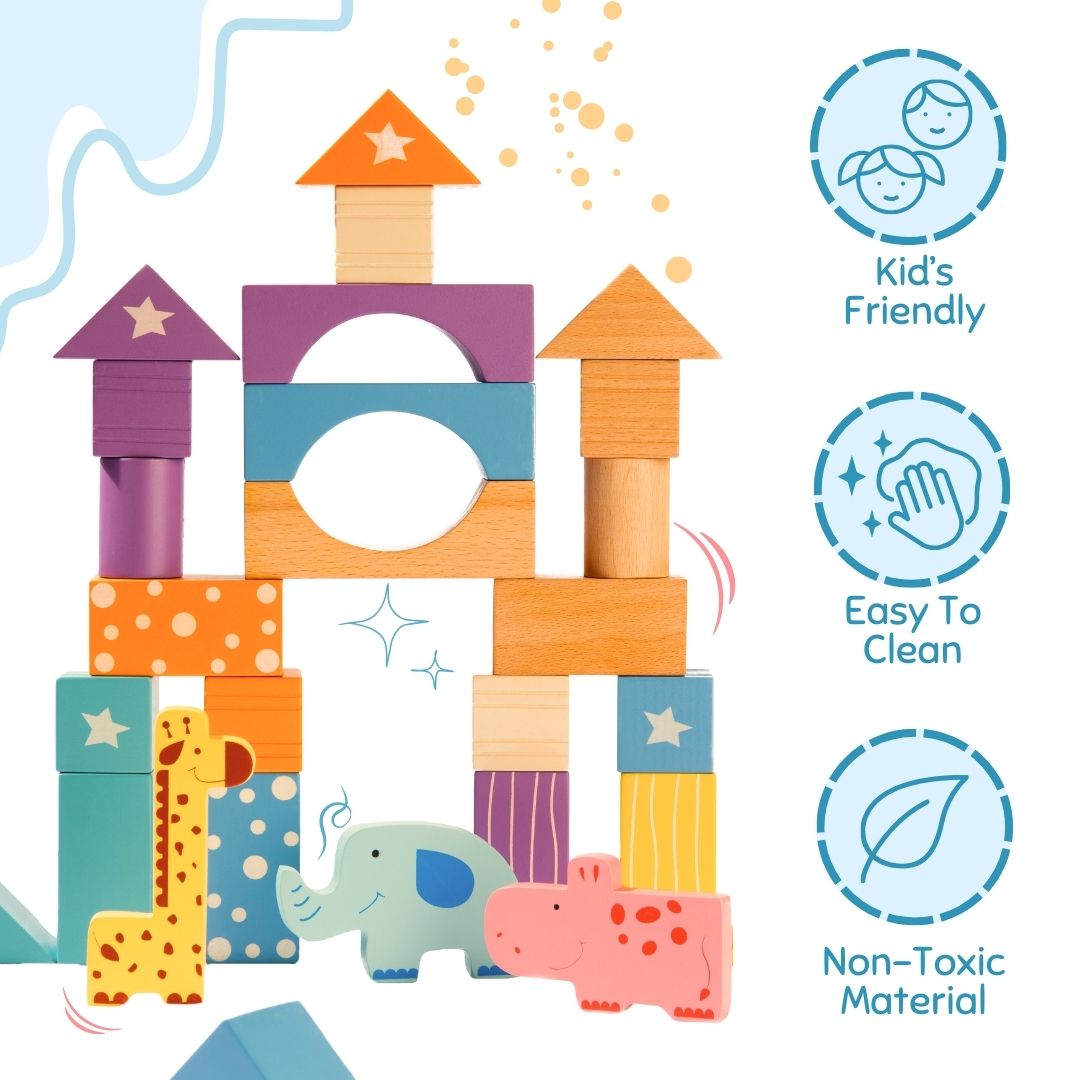 Cots & Cuddles 30pcs Wooden Building Blocks for Kids - CNCWooden30pcBuildingBlocks