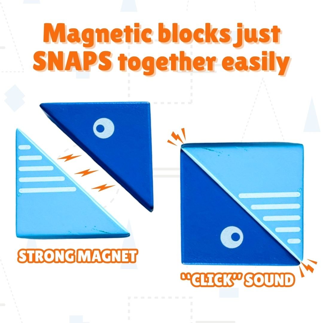 Cots & Cuddles 6pc Whale Magnetic Blocks Toy for Kids - CNC6pcMagnetBlocksWhale