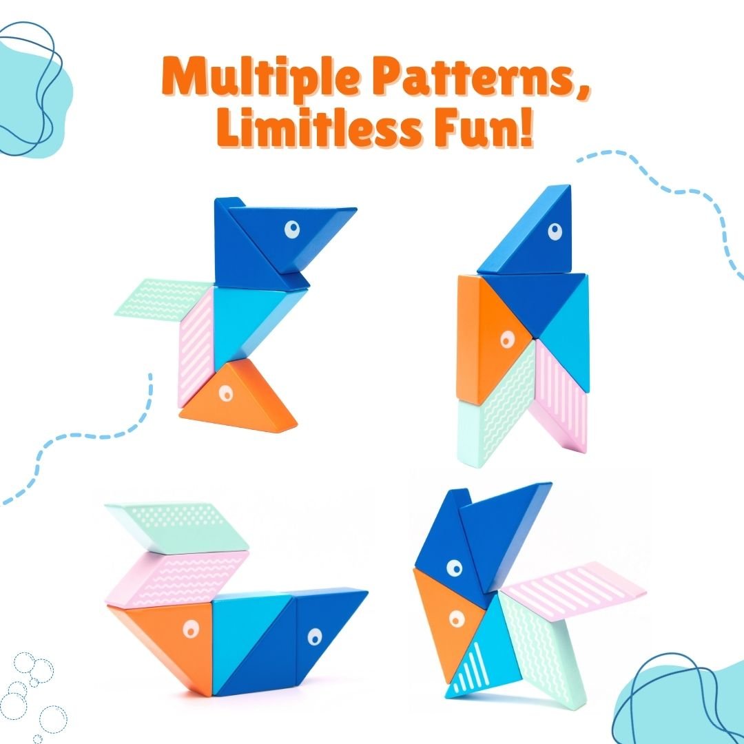 Cots & Cuddles 6pc Whale Magnetic Blocks Toy for Kids - CNC6pcMagnetBlocksWhale