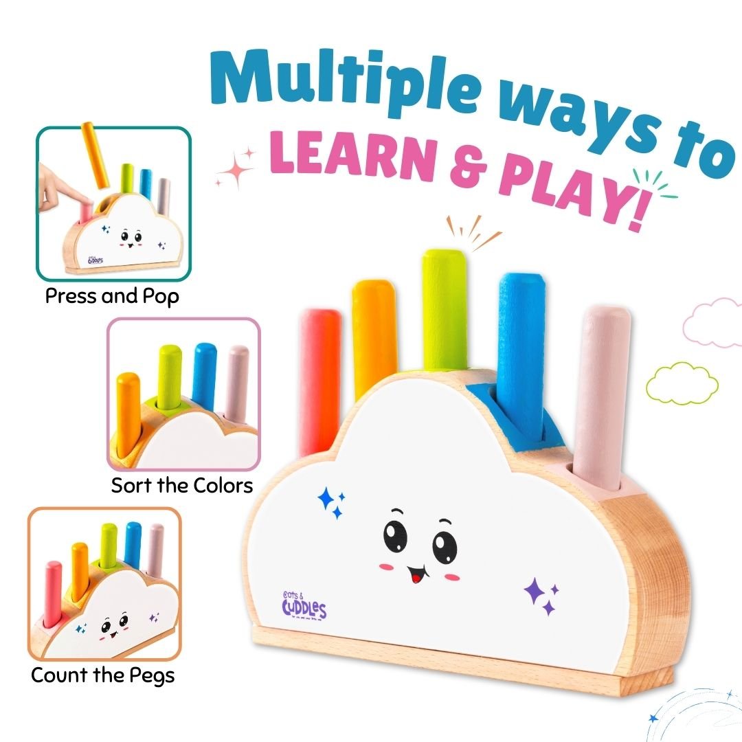 Cots & Cuddles Wooden Cloud Shape Pop Up Toy for Kids - CNCWoodenCloudPopUp
