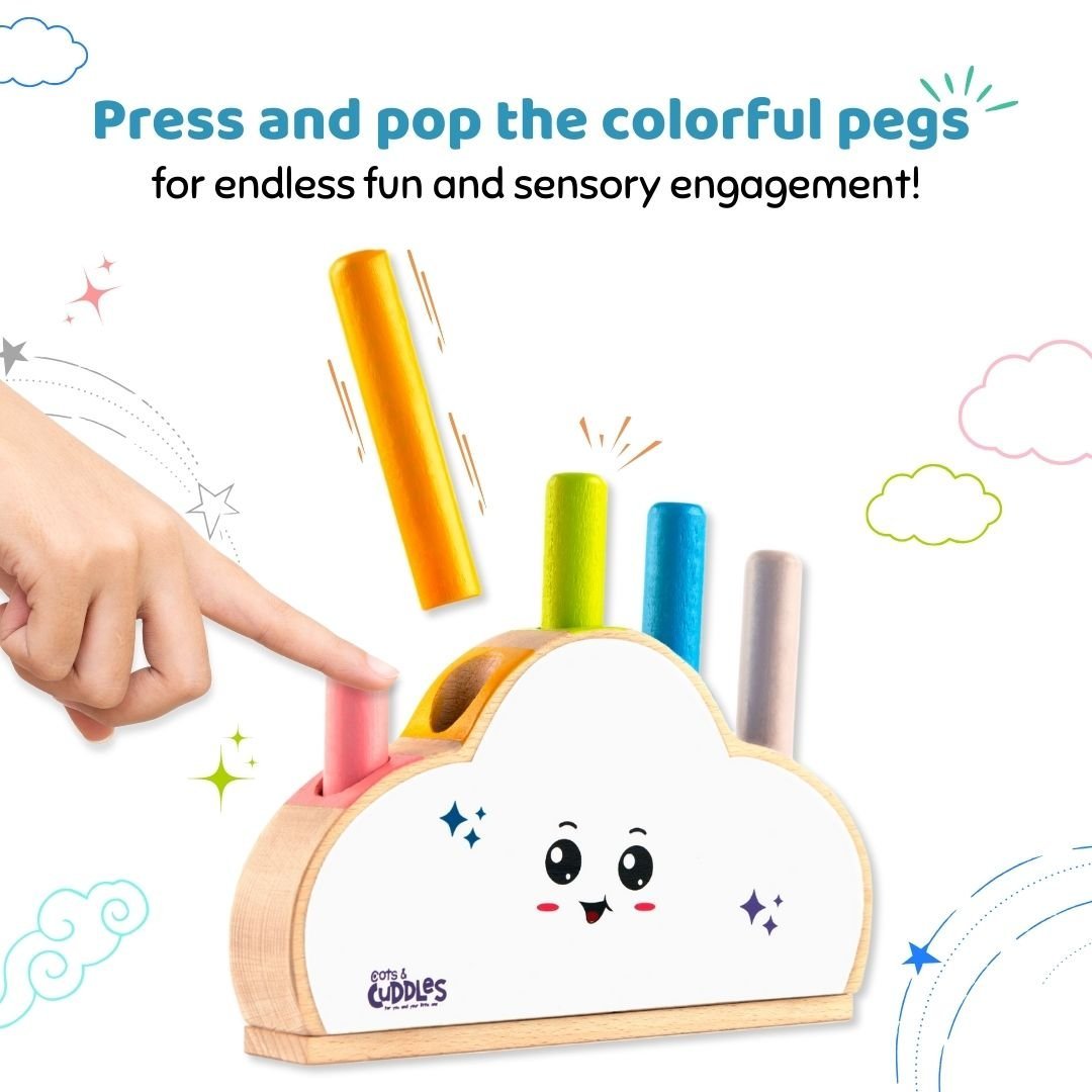 Cots & Cuddles Wooden Cloud Shape Pop Up Toy for Kids - CNCWoodenCloudPopUp