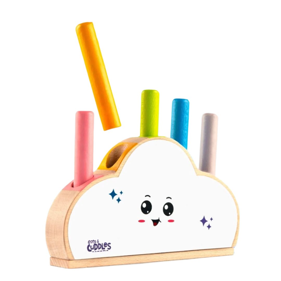 Cots & Cuddles Wooden Cloud Shape Pop Up Toy for Kids - CNCWoodenCloudPopUp