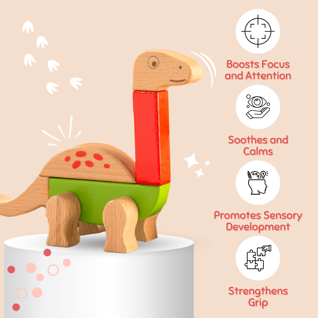 Cots & Cuddles Wooden Dino Magnetic Blocks 26pcs - CNCWoodenMagneticDinoBlocks