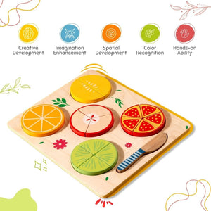 Cots & Cuddles Wooden Fruit Fraction Educational Toy for Kids - CNCWoodenFruitFraction