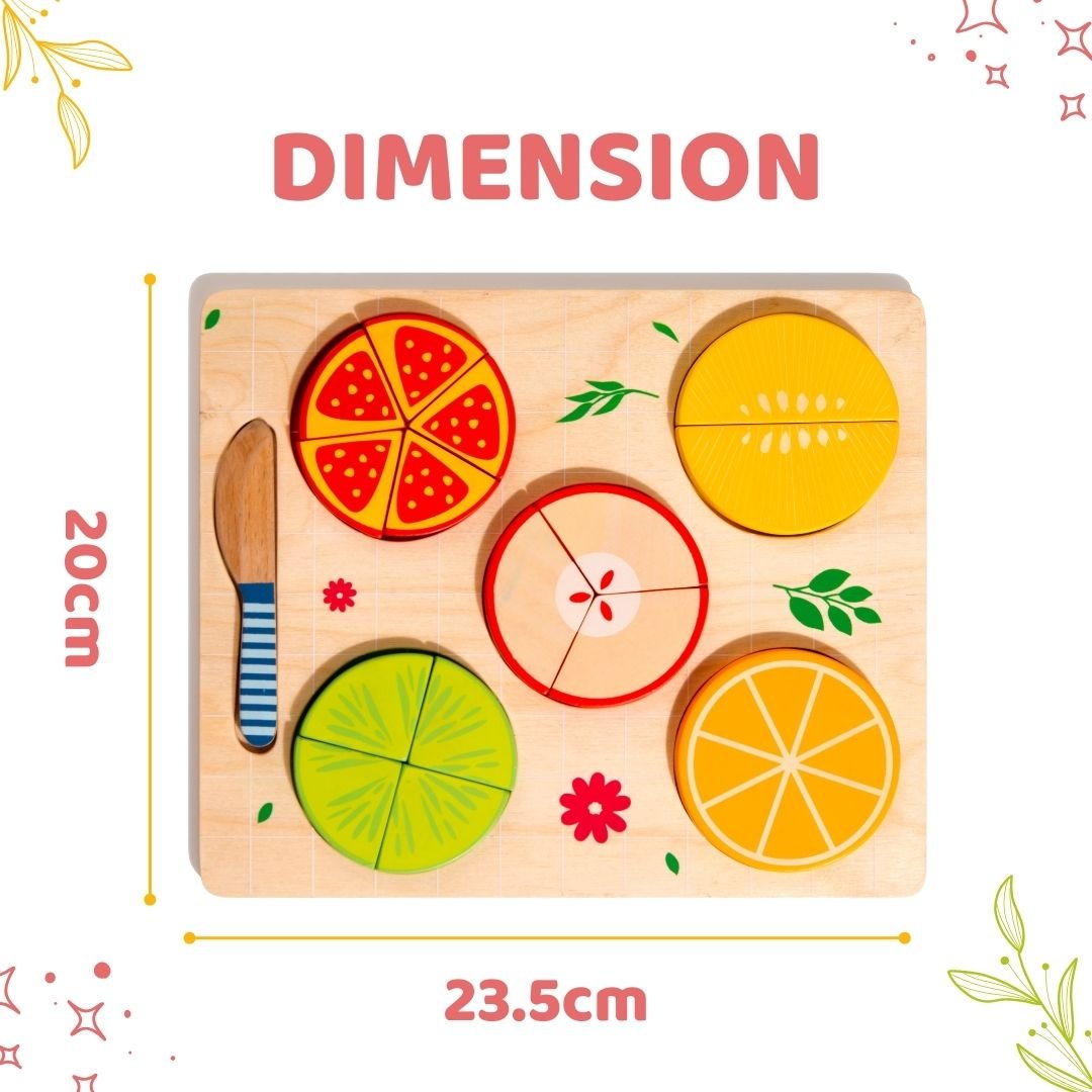 Cots & Cuddles Wooden Fruit Fraction Educational Toy for Kids - CNCWoodenFruitFraction