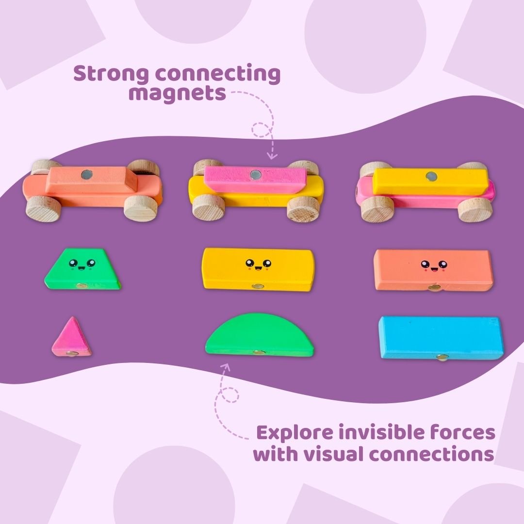 Cots & Cuddles Wooden Magnetic Shapes Train for Kids - CNCWoodenMagneticShapesTrain