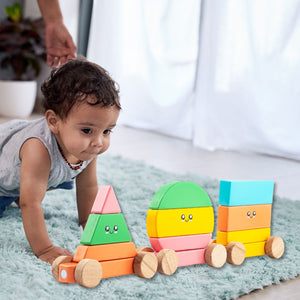 Cots & Cuddles Wooden Magnetic Shapes Train for Kids - CNCWoodenMagneticShapesTrain