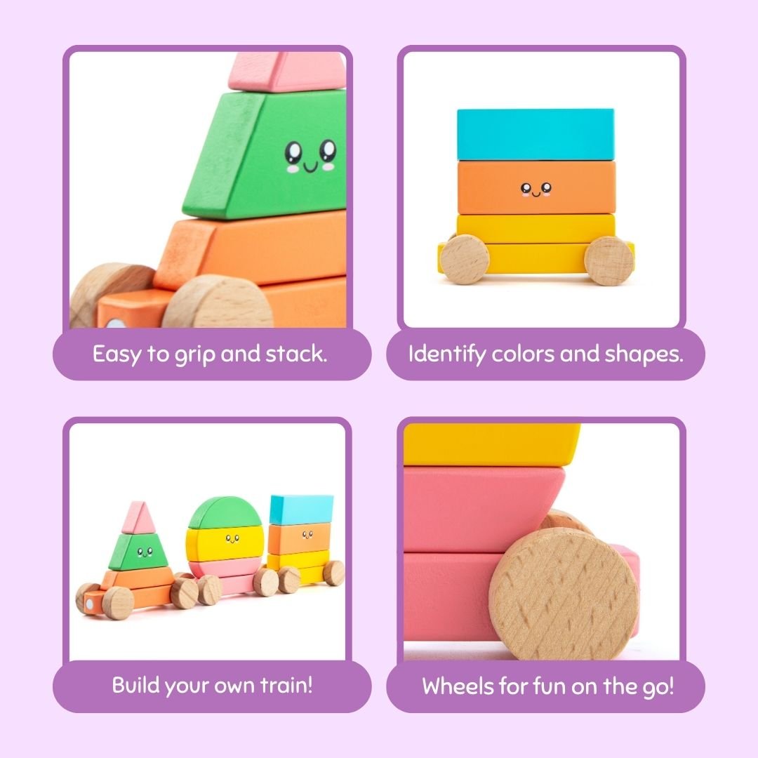 Cots & Cuddles Wooden Magnetic Shapes Train for Kids - CNCWoodenMagneticShapesTrain