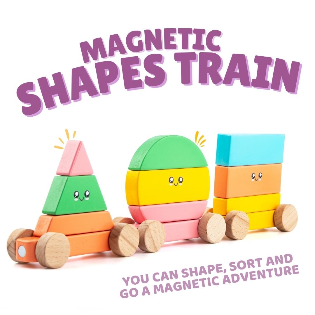 Cots & Cuddles Wooden Magnetic Shapes Train for Kids - CNCWoodenMagneticShapesTrain