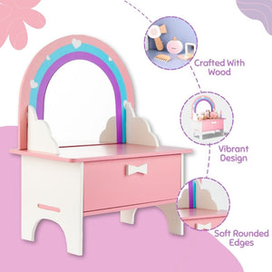 Cots & Cuddles Wooden Makeup Dressing Table Pretend Play for Kids - CNCWoodenDressingTable