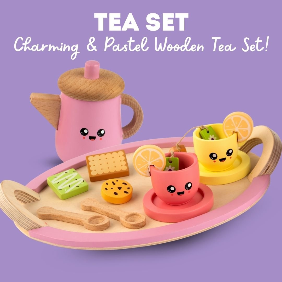 Cots & Cuddles Wooden Tea Party Set for Kids - CNCWoodenTeaPartySet