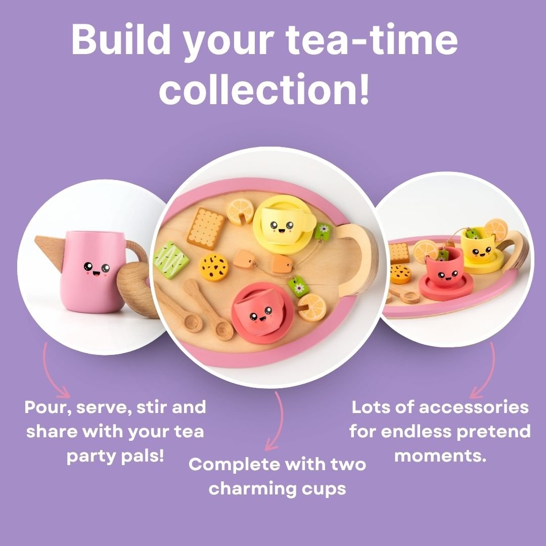 Cots & Cuddles Wooden Tea Party Set for Kids - CNCWoodenTeaPartySet