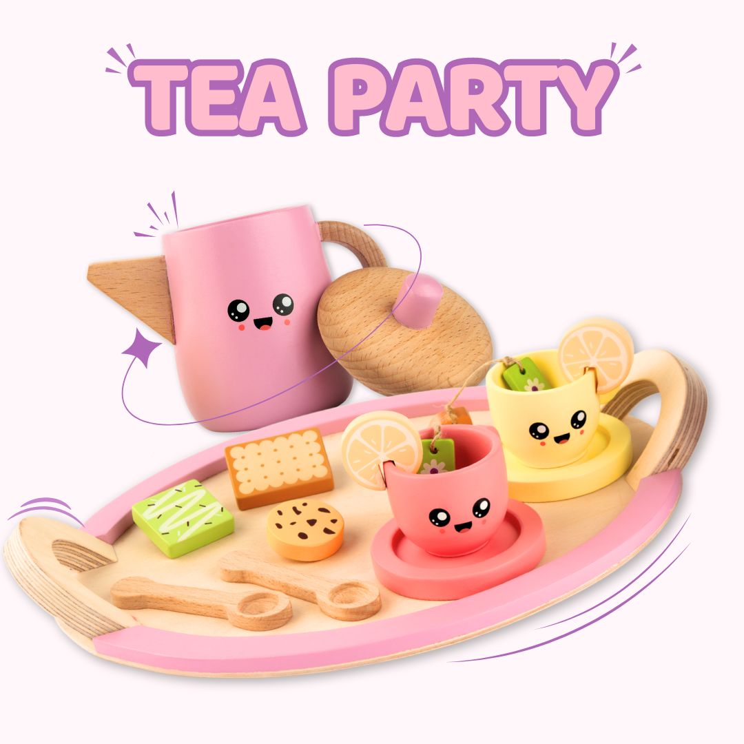 Cots & Cuddles Wooden Tea Party Set for Kids - CNCWoodenTeaPartySet