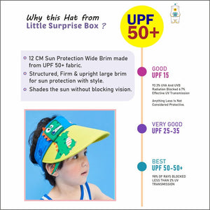 Cotton Blue Dino theme Visor Hat for Kids& Toddlers - 3 - 6 years Swim