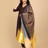 Front wrap pose of The Mom Store Cozy Café maternity silk kurta set with rich printed dupatta.